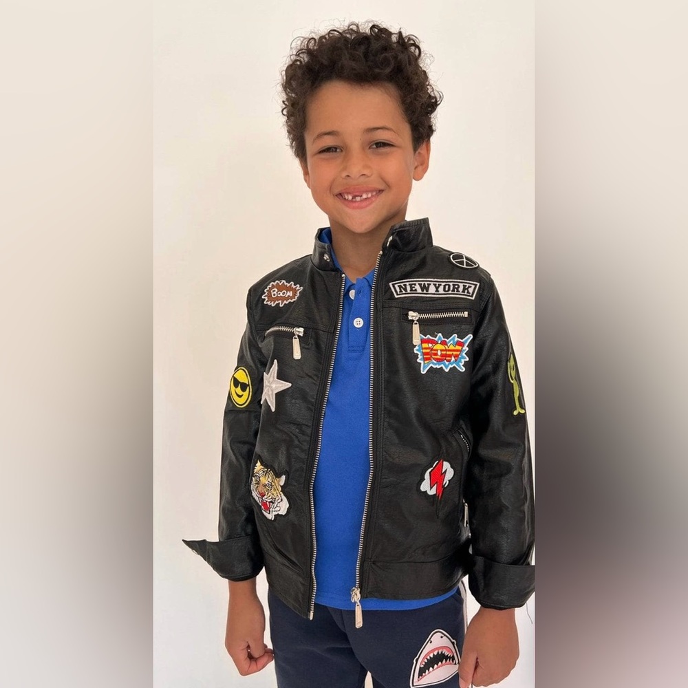 EUC Lola + the Boys Boys All About the Patch Vegan Leather Jacket, Size 6